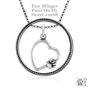 Paw Print Bling with Paws On My Heart Necklace