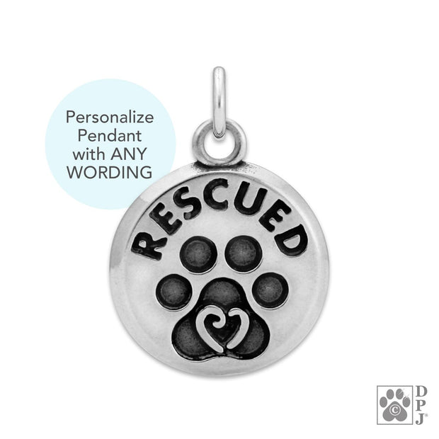 Personalized Paw Necklace, RESCUED Pendant