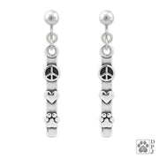 Peace Love Paws Earrings and Jewelry in Sterling Silver