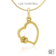 Paw and Heart Necklace in 14K Gold, Paw on My Heart Paw Charm