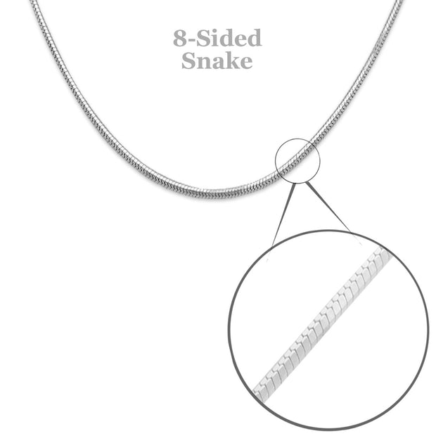 Sterling Silver 8-Sided Snake Chain 30"