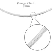Sterling Silver Reversible Omega Chain 3mm, 16"