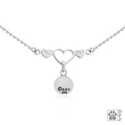 Heart and Paw Charm Anklet, Sterling Silver One Love Ankle Bracelet, w/Close To My Heart