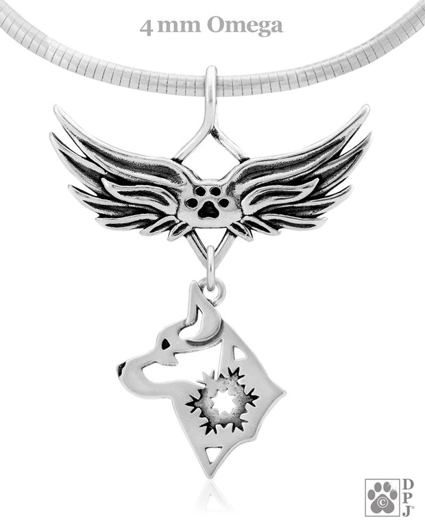 Alaskan Klee Kai Memorial Necklace, Angel Wing Jewelry