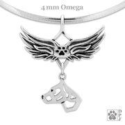 American Staffordshire Terrier Memorial Necklace, Angel Wing Jewelry