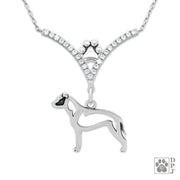 Cubic Zirconia American Staffordshire Terrier Necklace, Natural Ears Body