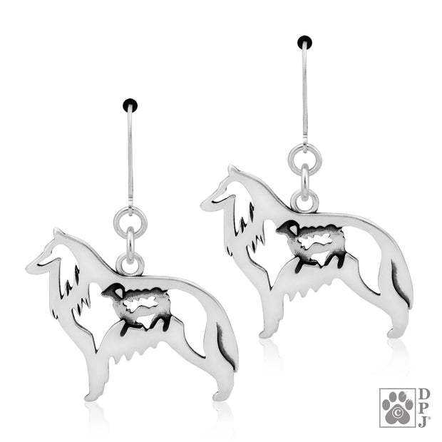 Belgian Sheepdog Earrings in Sterling Silver