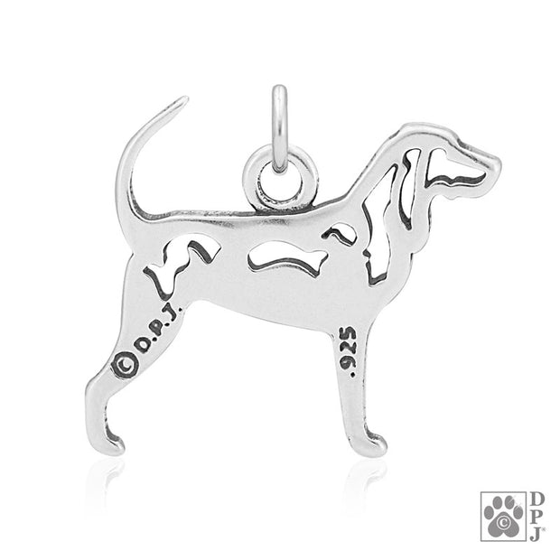 Black & Tan Coonhound Necklace Jewelry in Sterling Silver