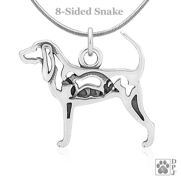 Black & Tan Coonhound Necklace Jewelry in Sterling Silver
