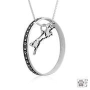 Sterling Silver Fly Like a Border Collie Necklace w/Paw Print Enhancer, Body