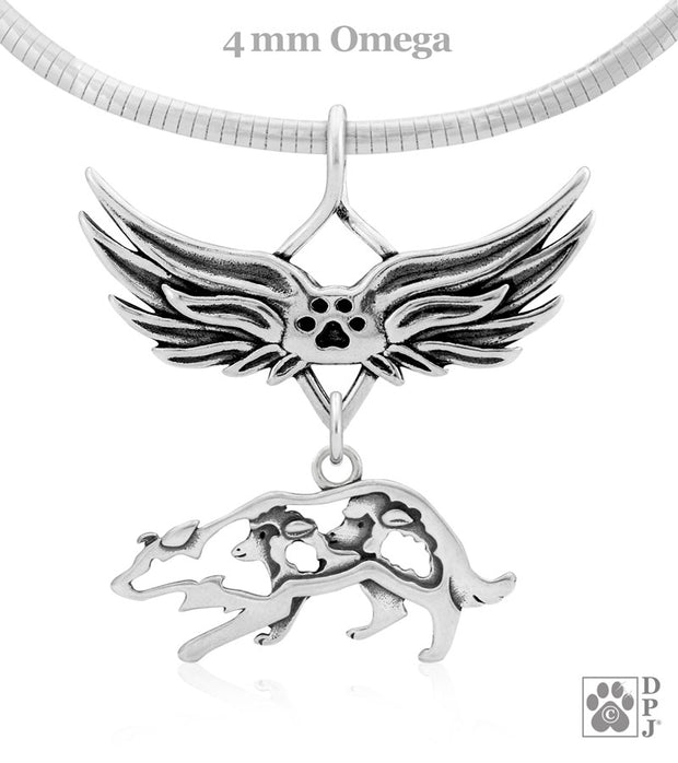 Border Collie Angel Wing Necklace, Rainbow Bridge Jewelry