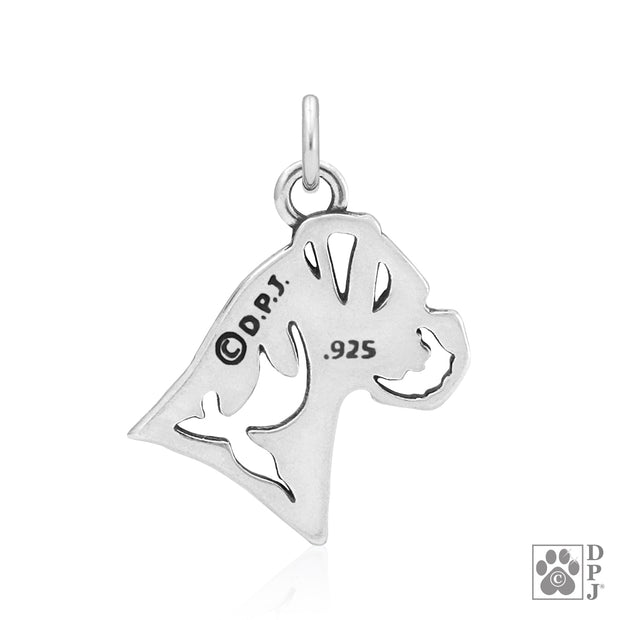 Boxer Necklace Charm in Sterling Silver