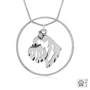 Sterling Silver Brussels Griffon Necklace w/Paw Print Enhancer, Head