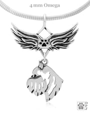 Brussels Griffon Memorial Necklace, Angel Wing Jewelry
