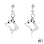 Sterling Silver Chihuahua Earrings, Smooth Coat