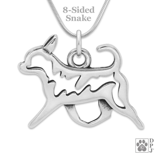 Sterling Silver Gaiting Chihuahua Necklace