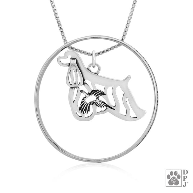 Sterling Silver Cocker Spaniel Necklace w/Paw Print Enhancer, Body