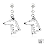 Sterling Silver Collie Earrings, Smooth Coat
