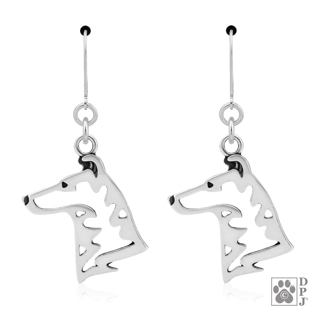 Sterling Silver Collie Earrings, Smooth Coat