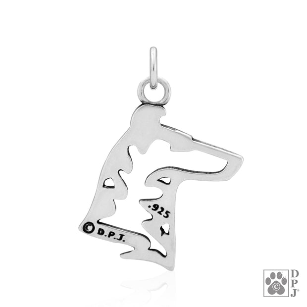 Collie Pendant Necklace in Sterling Silver, Smooth