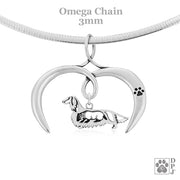 Open Heart Doxie in Sterling Silver, Jewelry Gifts for Doxie Lovers