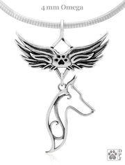 Doberman Pinscher Memorial Necklace, Angel Wing Jewelry
