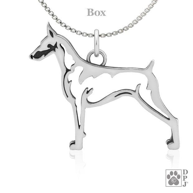 Doberman Pinscher Necklace Jewelry in Sterling Silver