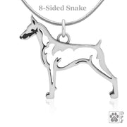 Doberman Pinscher Necklace Jewelry in Sterling Silver