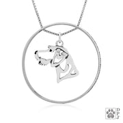 Sterling Silver German Wirehaired Pointer Necklace w/Paw Print Enhancer, Head