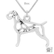Sterling Silver German Wirehaired Pointer Pendant Necklace