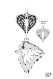 Keeshond Angel Necklace, Personalized Sterling Silver Sympathy Gifts