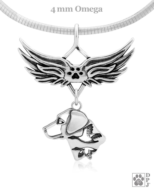 Labrador Retriever Memorial Necklace, Angel Wing Jewelry