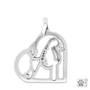Sterling Silver Poodle Heart Necklace Pendant