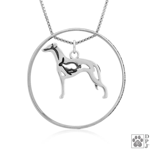 Sterling Silver Whippet Necklace w/Paw Print Enhancer, Body