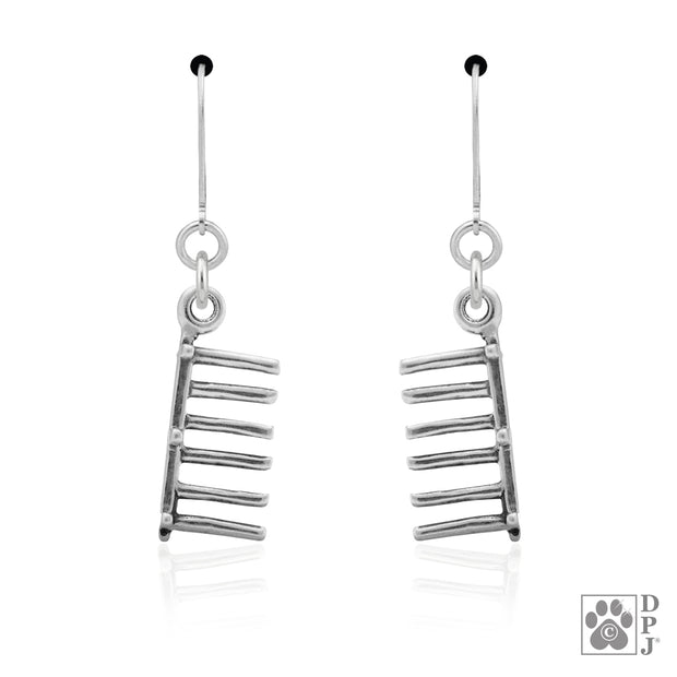 Weave poles earrings on leverbacks in sterling silver, Agility earrings in sterling silver