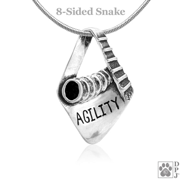Dog Agility A-Frame and Tunnel, pendant In Sterling Silver