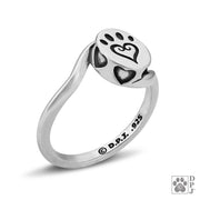 Sterling Silver Paw Print Ring, Etched In My Heart