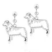 Australian Shepherd clip-on earrings in sterling silver, Stylish Australian Shepherd bling