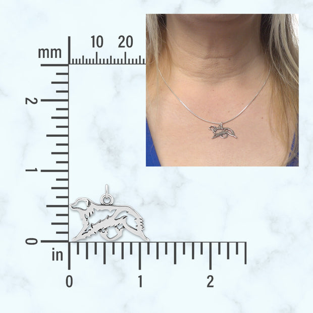 Australian Shepherd Necklace Charm in Sterling Silver