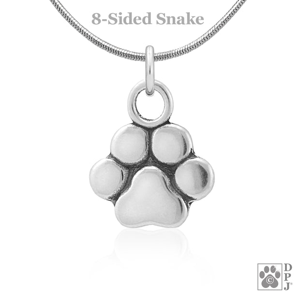  Animal paw print necklace in sterling sliver, Cat and dog mom jewelry