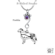 Crystal Bernese Mountain Dog w/Cart Necklace, Body