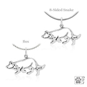 Border Collie Small Crouch Necklace In Sterling Silver