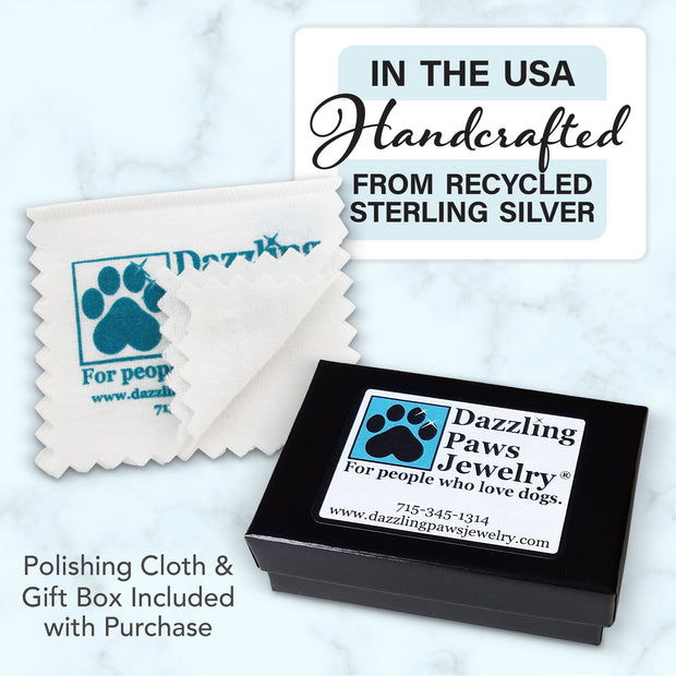 Sterling Silver French Bulldog Necklace w/Paw Print Enhancer, Head