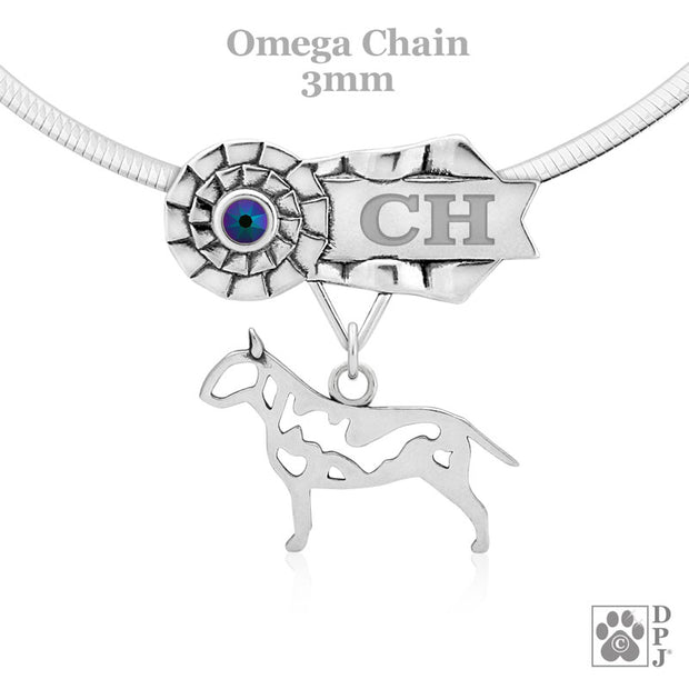 Bull Terrier Champion jewelry in sterling silver, Bull Terrier Multiple Best In Show necklace in sterling silver