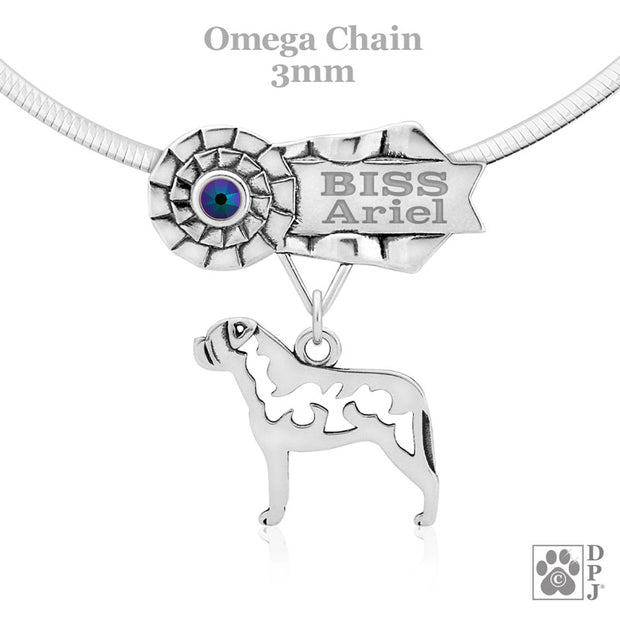 Best In Specialty Show Bullmastiff necklace in sterling silver, Bullmastiff Grand Champion gifts in sterling silver