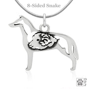 Collie Necklace Jewelry in Sterling Silver, Smooth