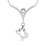 VIP Chihuahua Smooth Coat CZ Necklace, Head
