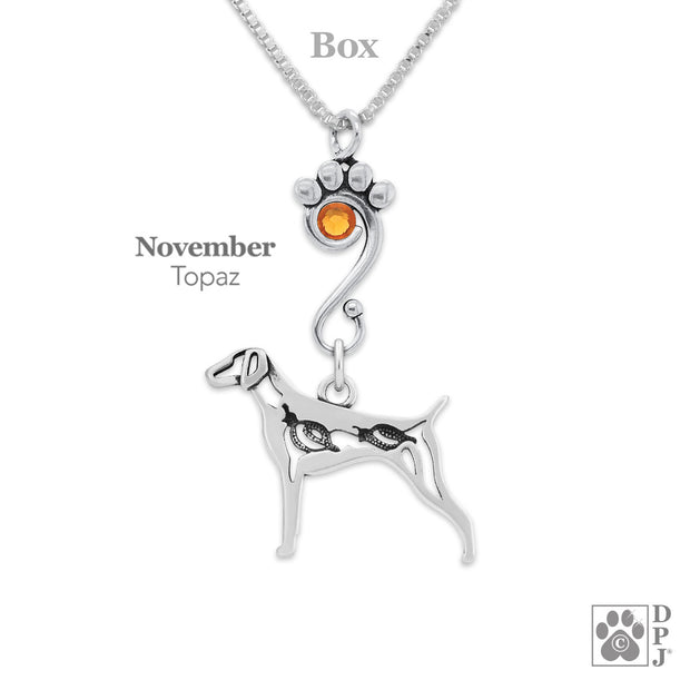 Crystal German Shorthaired Pointer w/Quail Necklace, Body