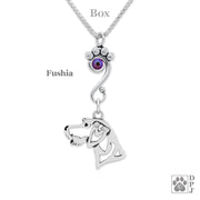 Crystal German Wirehaired Pointer Necklace, Head