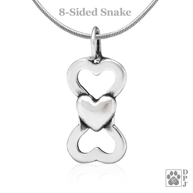 Heart inside of bone necklace pendant in sterling silver, Gifts for people who love dogs